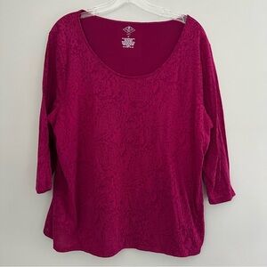 St. John’s Bay 1x Fuschia Pink floral paisley patterned 3/4 sleeve top